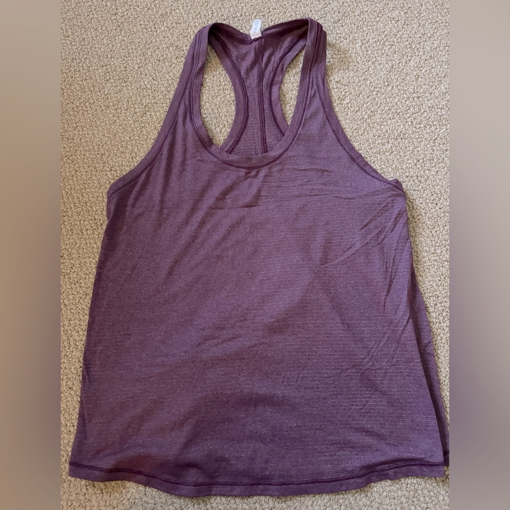 Size 4 Lululemon heather plum stripe tie back yoga tank